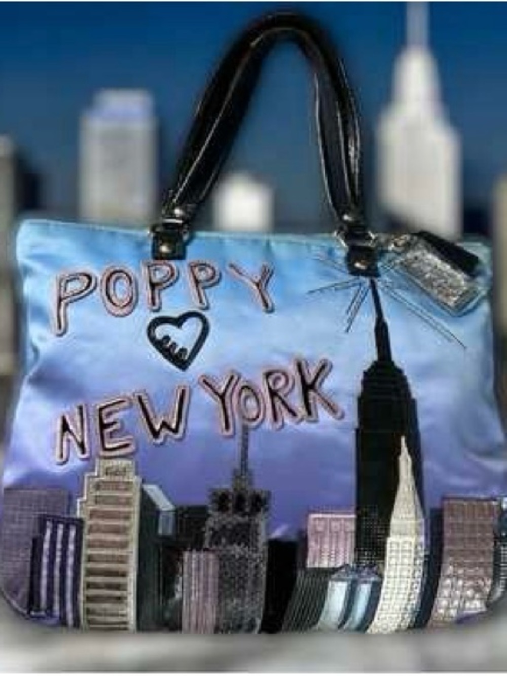 Coach Poppy New York Skyline Tote in Blue and Black